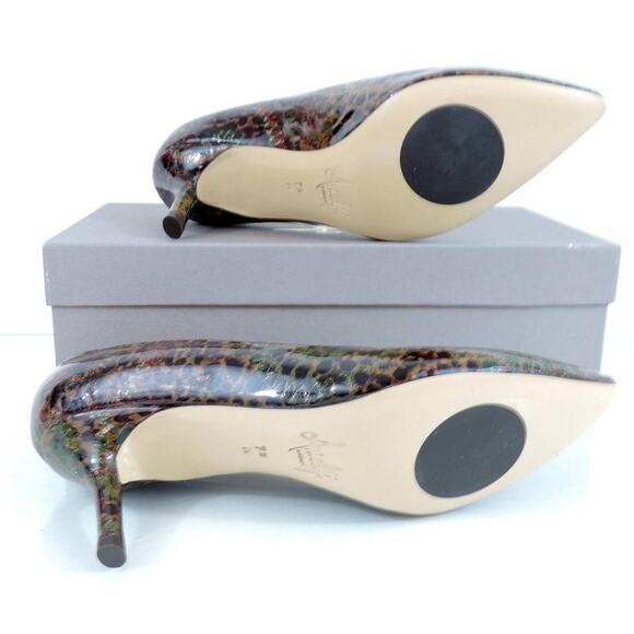 AMALFI by Rangoni Pace Pumps Heels Brown Imperial Patent Size 7.5 Made in Italy - Picture 8 of 9